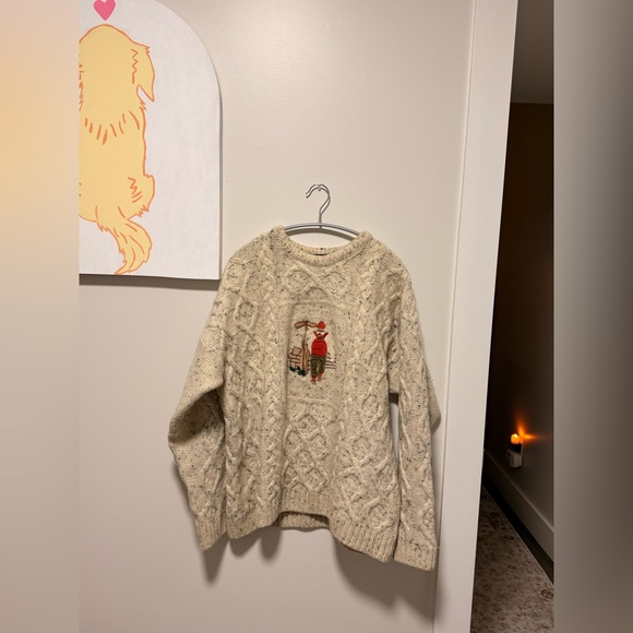 Acorn Sweaters - Acorn Beige Sweater with Festive Embroidery